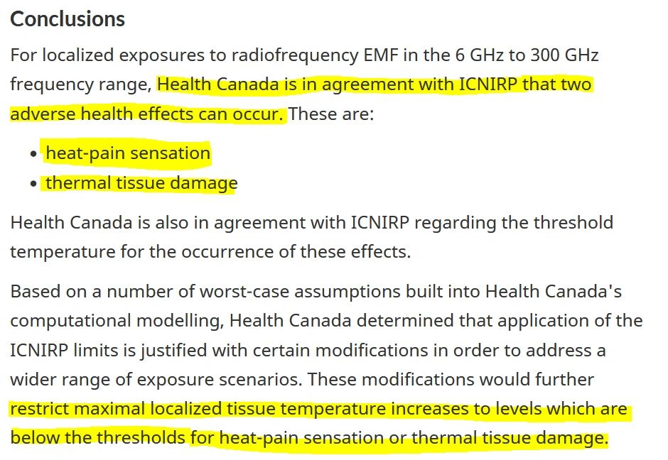 Health Canada 5G Damages Tissue