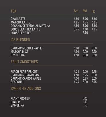 M Street Coffee Menu