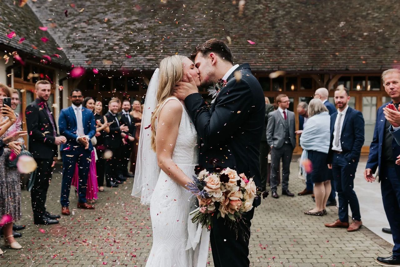 bride and groom wedding flowers