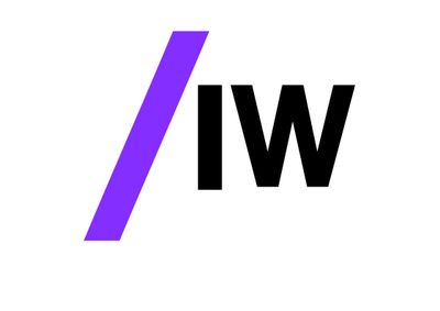 Logo with a purple slash and black letters 'IW' on white background.