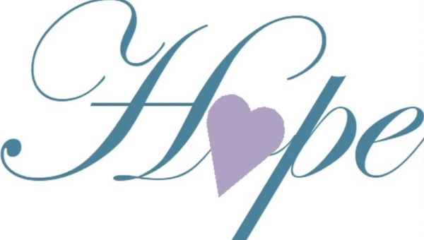 The word 'Hope' with a purple heart.
