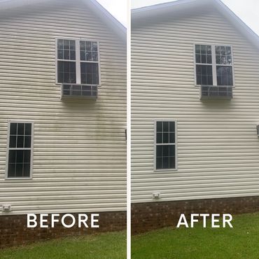 Before and after picture of a house wash