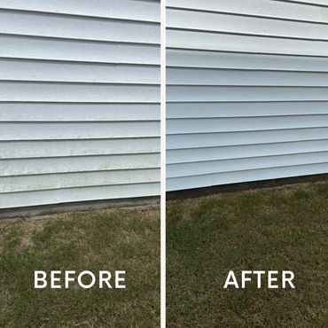Before and after pictures of a house wash
