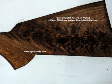 Feather Crotch American Walnut Blank
$800 to $1200 machine inlet unfinished per set. 