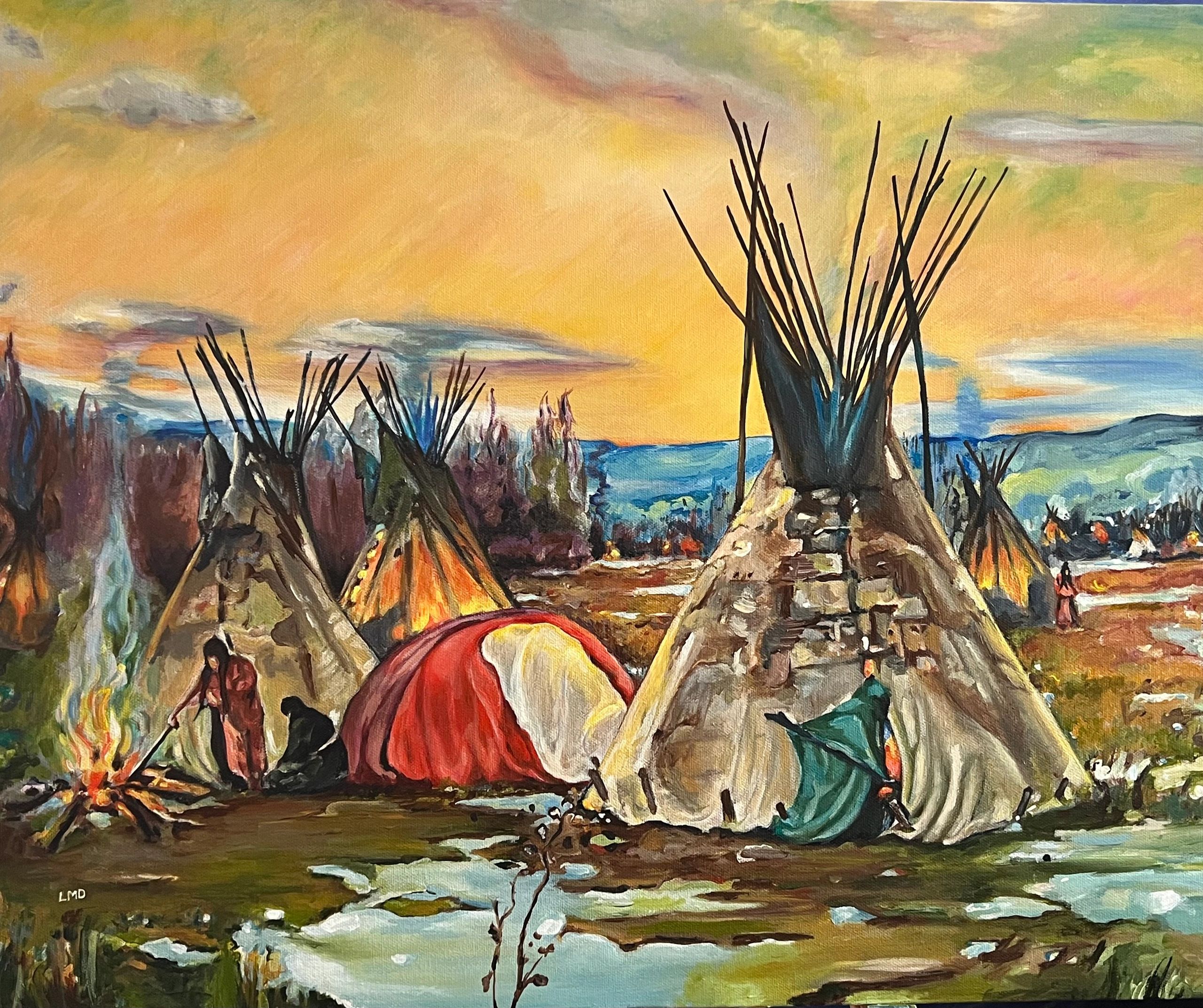 Native American Village Scene
Acrylic on Canvas
20” x 24” 