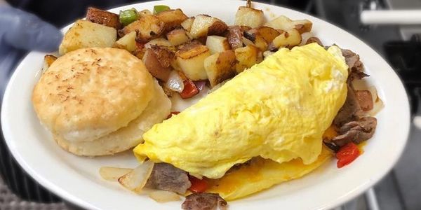 diner breakfast omelet biscuit