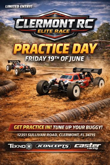 Clermont RC Elite Race Practice Day announcement for June 19th.