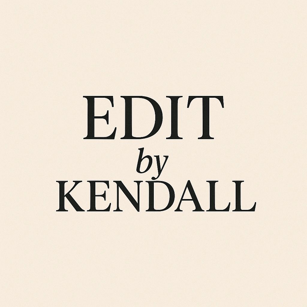 Text saying 'EDIT by KENDALL' on a beige background.