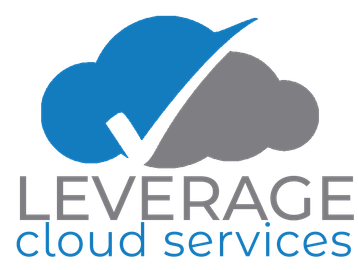 Logo for Leverage Cloud Services with a cloud and blue arrow design.