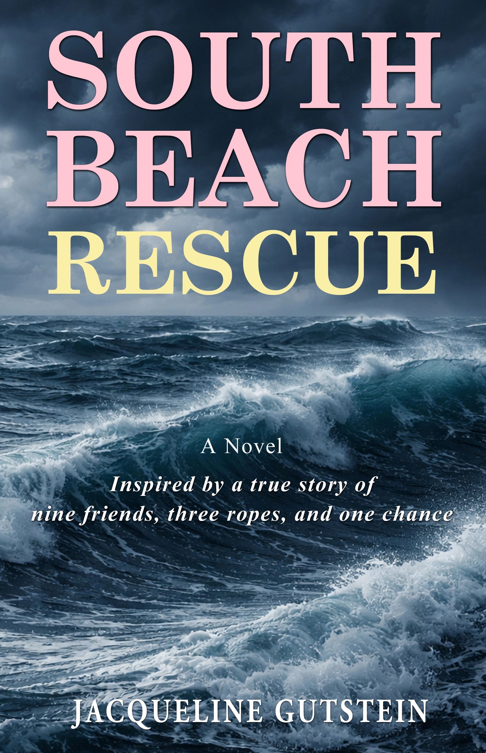 Book cover of South Beach Rescue with stormy ocean waves.