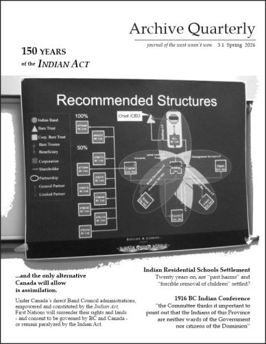 Black and white image of a Recommended Structures chart on the Indian Act in Archive Quarterly journal.