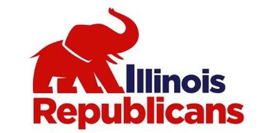 Illinois Republicans logo with a red elephant.