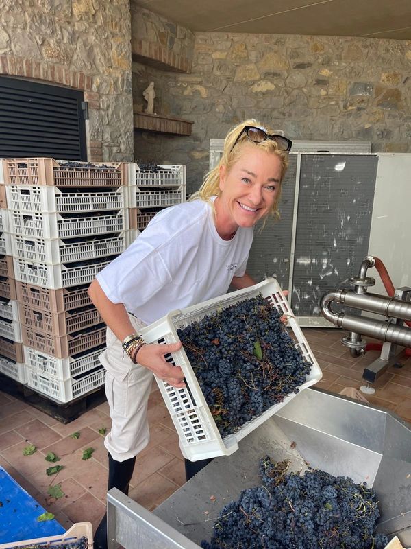 Gudrun Cuillo harvesting the grapes!