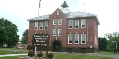 Historic red-brick building housing the Hanger Area Historical Museum.