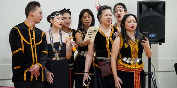 Some of the founders of SISWA singing "Kasakazan do Bambaazon" during the Perth Kaamatan 2021 along 