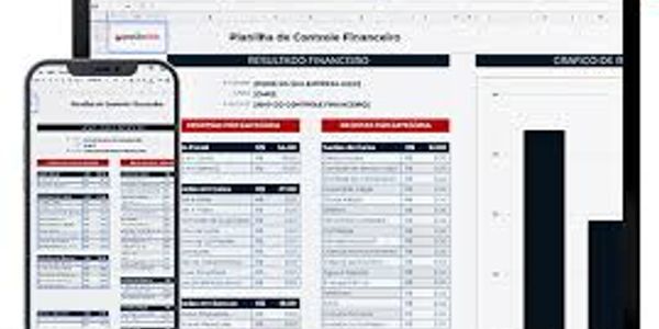 Financial control dashboard displayed on smartphone and tablet screens.