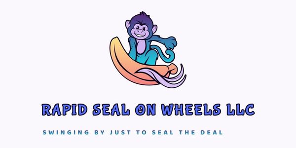 Colorful logo of a monkey swinging on a banana for Rapid Seal On Wheels LLC.