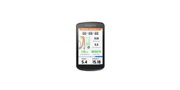 Cycling GPS device displaying ride stats and map.