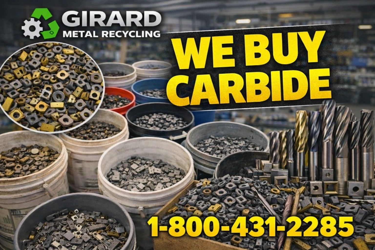 Girard Metal Recycling buys carbide with contact 1-800-431-2285.