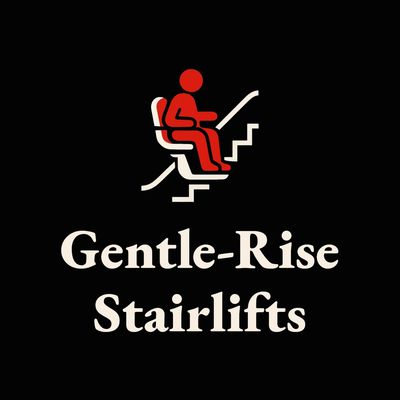 Logo of Gentle-Rise Stairlifts with a red figure on a stairlift.