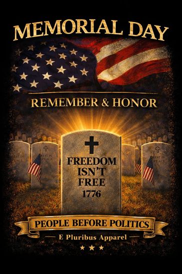 Memorial Day tribute with American flag and gravestone.