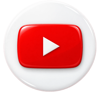 3D YouTube play button icon.