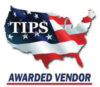 Logo of TIPS Awarded Vendor with American flag and map.
