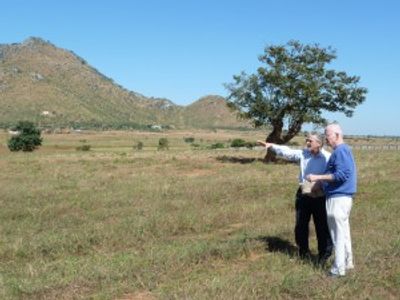 Fr. Podgrasjek & Fr. Henriot, project leaders, inspect the site of the future Loyola Jesuit School