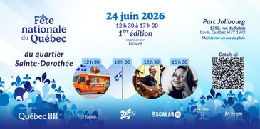 Affiche pour la fête nationale du Québec 2026 à Sainte-Dorothée.
