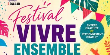Poster for Festival Vivre Ensemble with colorful design and free entry.