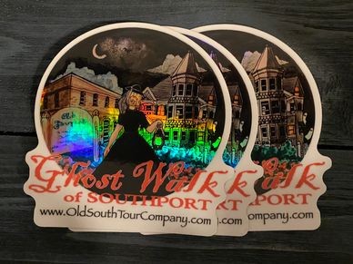 This sticker was created for Old South Tour Company’s Ghost Walk in Southport, NC.  Featuring artwor