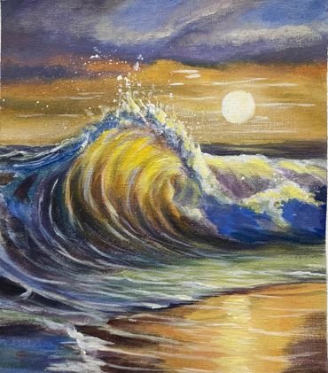 Sunset crest a wave painting