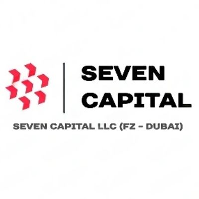 Logo of Seven Capital LLC, Dubai, with red and black text and design.