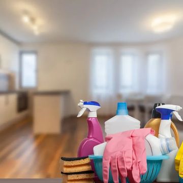 gloves and cleaning supplies