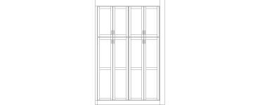 Technical drawing of a six-door wardrobe.