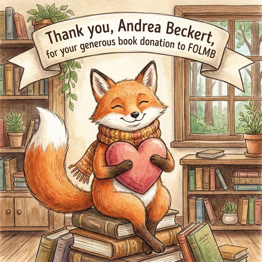 Foxy thanks Andrea Beckert for her generous book donation.