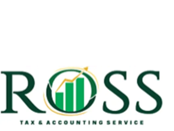 Logo for Ross Tax & Accounting Service with green bars and gold arrow.
