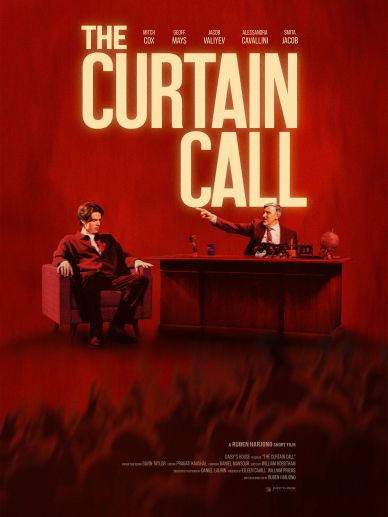 Two men in a dramatic stage setting with the title The Curtain Call.