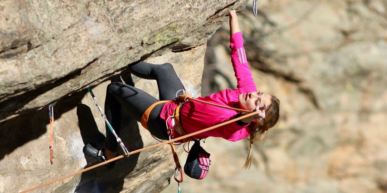 Sasha on Mighty Dog 5.12c at the Doghouse in Clear Creek Canyon