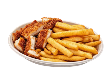 Kids schnitzel meal with crispy fries and drink. Fresh, tasty and family friendly choice in Winnipeg