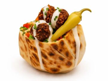 Falafel in fresh pita with tahini, top pick for Mediterranean food lover and veggie fans in Winnipeg