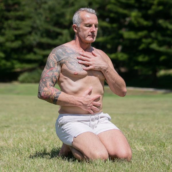 mark moon doing breathing exercises in nature