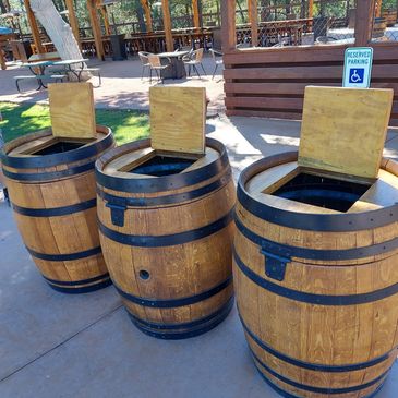 Wine Barrel Trash Can Holder