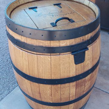 Wine Barrel Trash Can — AZCO - Rustic Designs and Rentals