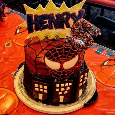 Spiderman-themed birthday cake for Henry's 3rd birthday.