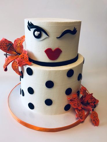 celebration cakes in dc, birthday cakes in dc, spade cake, female cake, polka dot cake, fashion cake