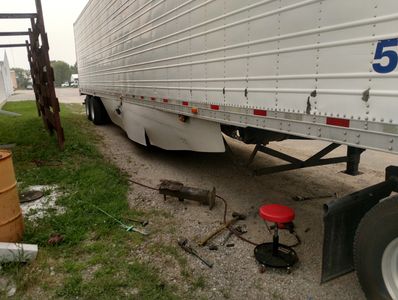 This trailer repair had a car race by and it lost.  No problem we repaired it.  