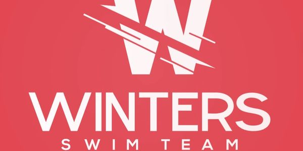 Logo for Winters Swim Team with a stylized 'W' on a red background.
