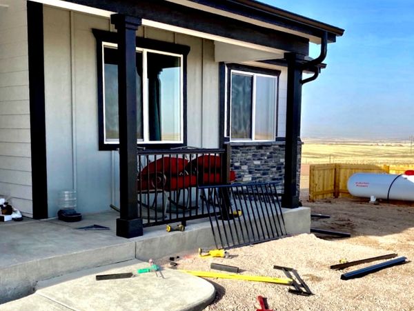 Porch railing on a newly constructed home west of town by an Allworx Handyman