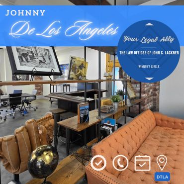 Modern law office with stylish furniture and branding for Johnny De Los Angeles.